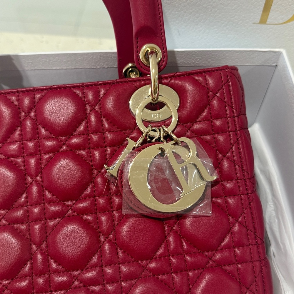 Dior Burgundy Quilted Mid size - Picture 2 of 5